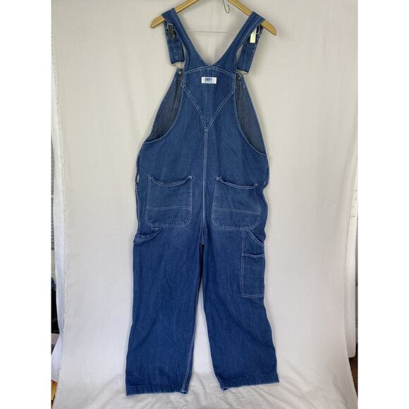 Liberty Denim Bib Overalls Mens 40x27 Blue Carpenter Workwear Dark Wash Grunge - Picture 2 of 11